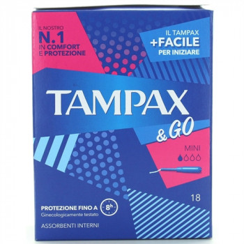 TAMPAX & GO MINI 6 GIORNI CON APPLICATORE IN PLS 18 PZ