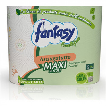 ROTOLONE FANTASY ASCIUGATUTTO SUPER ASSORBENTI DECORATI MAXI ROTOLI 2 VELI 170 STRAPPI...