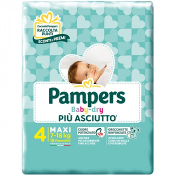 PAMPERS PANNOLINI BABY-DRY MAXI MIS 4 7/18 KG 19PZ