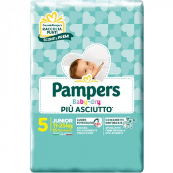 PAMPERS PANNOLINI BABY-DRY JUNIOR MIS 5 11/25 KG 17PZ