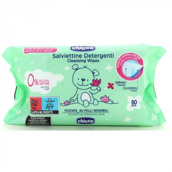 CHICCO SALVIETTINE DETERGENTI SU PELLI SENSIBILI 60 PZ